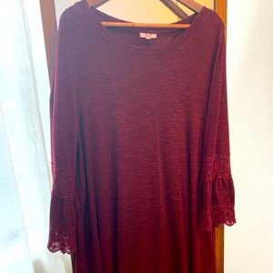 Maroon knee length dress- sleeve detailing